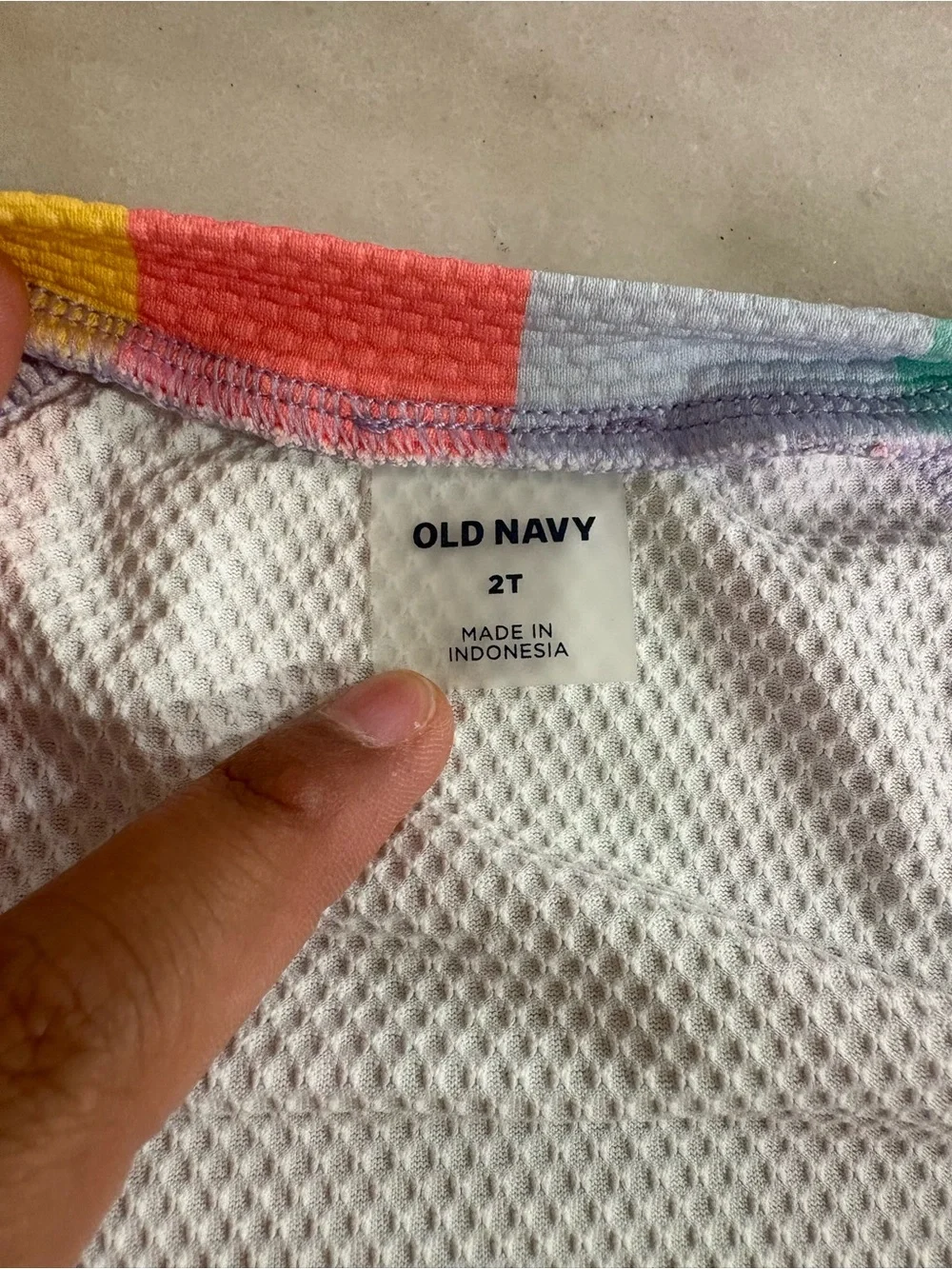 OLD NAVY Kids Long-Sleeve Rainbow Stripe Swim Suit - Pastel Multi